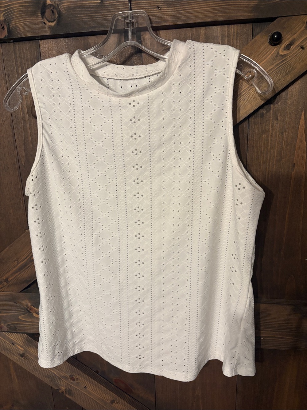 White Eyelet Sleeveless Top - Casual Women’s Tank